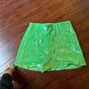Miu Miu sequin green skirt with built in shorts